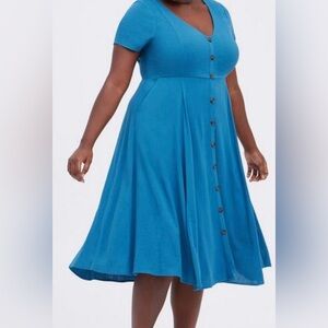 Midi Button-Front Dress